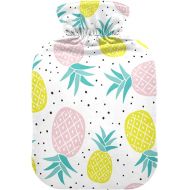 Water Bags Foot Warmer with Velvet Cover 1 Liter fashy ice Packs for Hot and Cold Compress, Hand Feet Yellow Pink Pineapples
