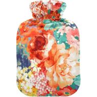 Hot Bottle Water Bag with Velvet Cover 1 Liter fashy ice Packs for Pain Relief, Menstrual Cramps Paisley Rose