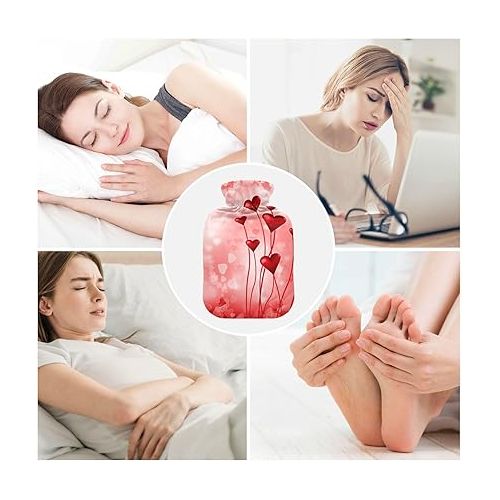  Water Bags Foot Warmer with Soft Cover 2 L fashy ice Pack for Menstrual Cramps, Neck and Shoulder Pain Relief Happy Valentine's Day Abstract