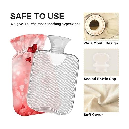  Water Bags Foot Warmer with Soft Cover 2 L fashy ice Pack for Menstrual Cramps, Neck and Shoulder Pain Relief Happy Valentine's Day Abstract