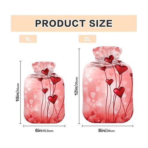  Water Bags Foot Warmer with Soft Cover 2 L fashy ice Pack for Menstrual Cramps, Neck and Shoulder Pain Relief Happy Valentine's Day Abstract