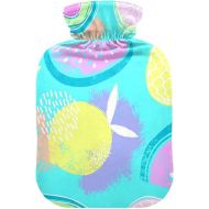 Hot Bottle Water Bag with Velvet Cover 1 Liter fashy ice Packs for Hot and Cold Compress, Hand Feet Pineapples Lemon