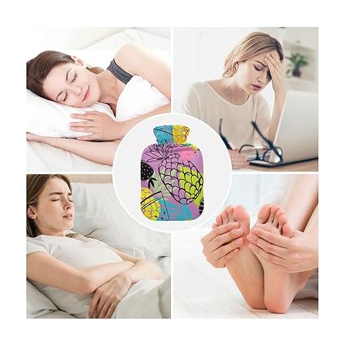  Water Bags Foot Warmer with Soft Cover 1 Liter fashy ice Pack for Menstrual Cramps, Neck and Shoulder Pain Relief Pineapples