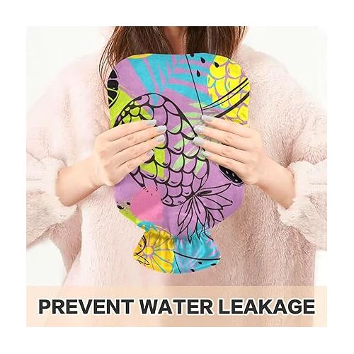  Water Bags Foot Warmer with Soft Cover 1 Liter fashy ice Pack for Menstrual Cramps, Neck and Shoulder Pain Relief Pineapples