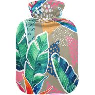 hot Water with Soft Cover 1 Liter fashy ice Water Bottle for Bed, Kids Men & Women Watercolor Tropical Flowers