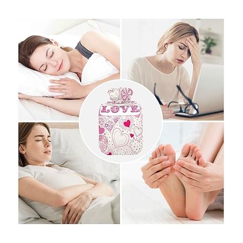  Water Bags Foot Warmer with Velvet Cover 2 L fashy ice Pack for Bed, Kids Men & Women Happy Valentine's Day Love