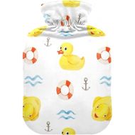 hot Water Bottle Velvet Transparent 2 L fashy ice Pack for Pain Relief, Menstrual Cramps Seamless Rubber Yellow Ducks Lifebuoy