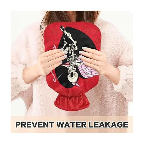  Warm Water Bottle with Soft Cover 1 Liter fashy ice Pack for Hot and Cold Compress, Hand Feet Love You to Death