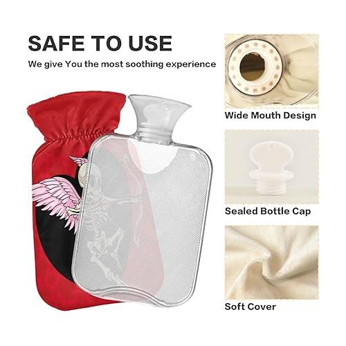  Warm Water Bottle with Soft Cover 1 Liter fashy ice Pack for Hot and Cold Compress, Hand Feet Love You to Death