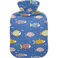Large Water Bottle with Soft Cover 2 L fashy Shoulder ice Pack for Hot and Cold Therapies Sea Fish
