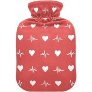 hot Water Bag Velvet Transparent 1 Liter fashy ice Pack for Bed, Kids Men & Women Heart Symbols Happy Valentine's Day