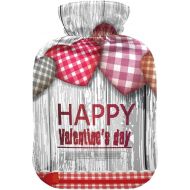 hot Water Bottle Velvet Transparent 2 L fashy ice Water Bottle for Bed, Kids Men & Women Red Cloth Handmade Hearts Wooden Happy Valentine's Day