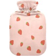 hot Water Bottles Velvet Transparent 2 L fashy ice Water Bottle for Hot and Cold Therapies Vector Strawberries Pink