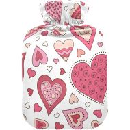 hot Water Bottle with Velvet Cover 2 L fashy ice Packs for Injuries, Hand & Feet Warmer Hearts Happy Valentine's Day
