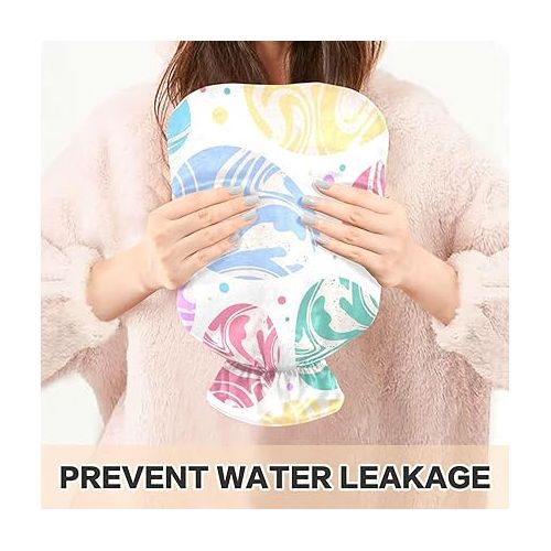  hot Water Bag with Soft Cover 1 Liter fashy ice Packs for Injuries, Hand & Feet Warmer Seamless Colorful Marbled Easter Eggs