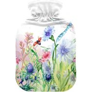 hot Water Bottle Velvet Transparent 1 Liter fashy ice Water Bottle for Menstrual Cramps, Neck and Shoulder Pain Relief Colorful Pink Blue Flowers