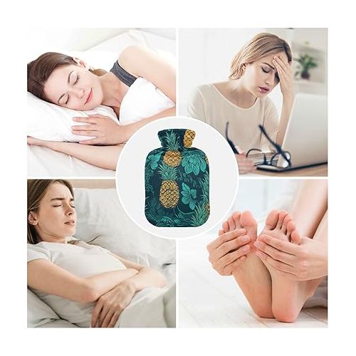 hot Water Bottles with Soft Cover 2 L fashy ice Water Bottle for Injuries, Hand & Feet Warmer Pineapple Creative