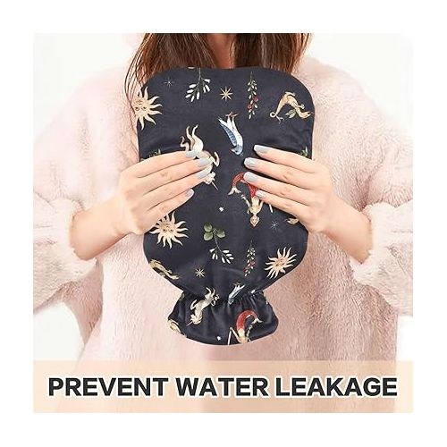  Large Water Bottle with Soft Cover 1 Liter fashy ice Pack for Injuries, Hand & Feet Warmer Unicorns Mermaid