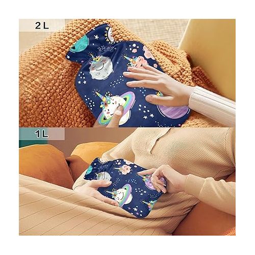  hot Water with Soft Cover 1 Liter fashy ice Pack for Bed, Kids Men & Women Unicorns Horn Flower