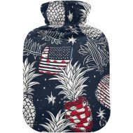 hot Water Bottle Velvet Transparent 2 L fashy ice Packs for Hot and Cold Therapies Pineapple Flag