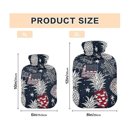  hot Water Bottle Velvet Transparent 2 L fashy ice Packs for Hot and Cold Therapies Pineapple Flag