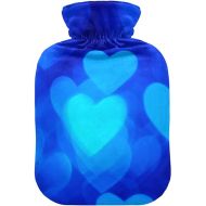 hot Water Bottle with Velvet Cover 2 L fashy Shoulder ice Pack for Hot and Cold Therapies Heart Photo Blue Color Happy Valentine's Day
