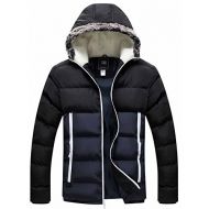 ZSHOW Mens Winter Thickened Puffer Jacket Hooded Cotton Quilted Coat Outerwear