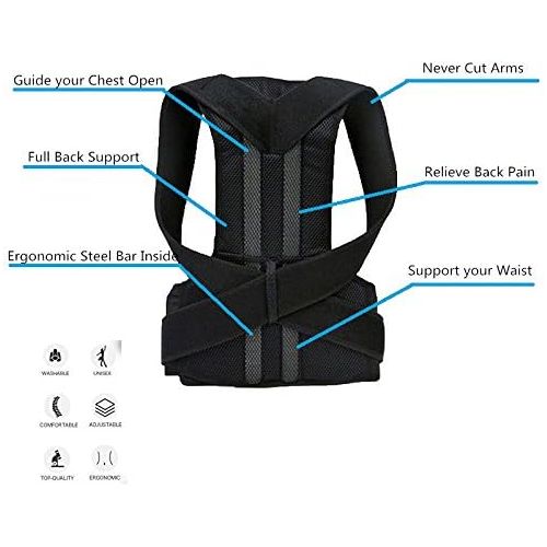  [아마존 핫딜] [아마존핫딜]ZSZBACE Back Brace Posture Corrector | Best Fully Adjustable Support Brace | Improves Posture and Provides Lumbar Support | for Lower and Upper Back Pain | Men and Women (XL)