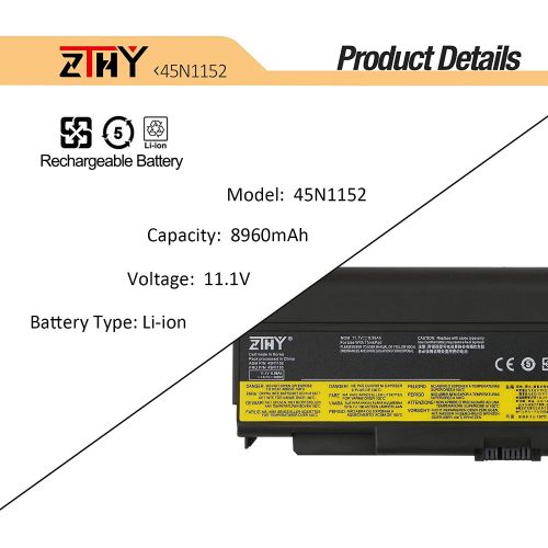  ZTHY 100Wh 9Cell 57++ Battery Replacement for Lenovo ThinkPad T440P T540P W540 W541 L440 L540 Series Laptop 45N1152 45N1153 45N1162 45N1163 45N1145 45N1147 45N1149 0C52864 0C52863