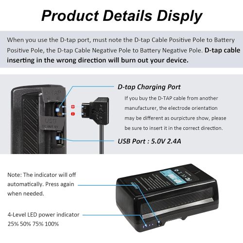  ZTHY V-Mount V-Lock Battery 198Wh 13400mAh Compatible with Video Camera Camcorder Broadcast LED Light Sony HDCAM XDCAM Digital Cinema BP-190 Battery Replacement with Upgrade 5A Out