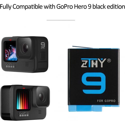  ZTHY 3-Pack Hero 9 10 Battery Replacement and 3-Channel USB Quick Charger with Type-C Cord for GoPro Hero 9 Black GoPro Hero 10 Black AHDBT-901 (Fully Compatible with GoPro 9 10 Ba