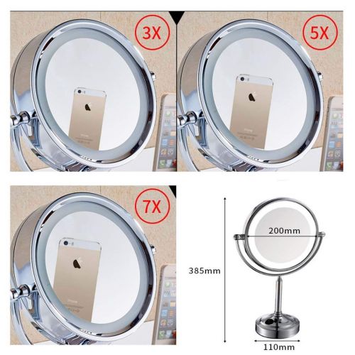  ZTJ-Lighting 8 Inch LED Vanity Mirror With Lights ，3x/5x/7x/10x Magnification Bathroom Beauty Mirror With 21 LED Lights, 360 Rotating Function Shaving Mirror/Makeup Mirror (color : White light,
