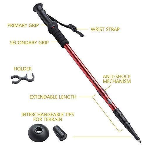  ZTOUR Trekking Poles Walking Sticks Hiking Pole Collapsible Anti Shock Ultralight Adjustable Folding Trails