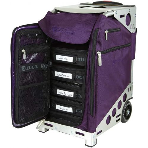  ZUCA Pro Artist Case - Royal Purple Bag and Silver Frame, with 5 Vinyl Utility Pouches and a Travel Cover