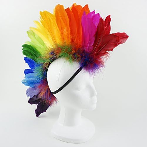  할로윈 용품ZUCKER Natural Feather Headdress Costume Mohawk - Halloween Cosplay Party Hair Accessories