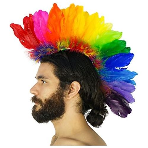  할로윈 용품ZUCKER Natural Feather Headdress Costume Mohawk - Halloween Cosplay Party Hair Accessories