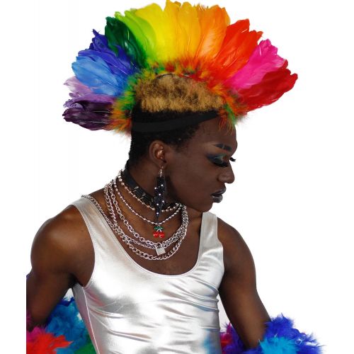  할로윈 용품ZUCKER Natural Feather Headdress Costume Mohawk - Halloween Cosplay Party Hair Accessories