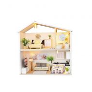 ZUINIUBI Doll House Kit DIY Miniature Loft Handmade House Furnished with Accessories Dust-Proof Cover and Assemble Tool Birthday Gift for Kids Adults Light Time