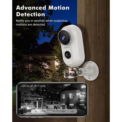  ZUMIMALL Wireless Rechargeable Battery Powered WiFi Camera, Home Security Camera, Night Vision, Indoor/Outdoor, 1080P Video with Motion Detection, 2-Way Audio, Waterproof, compatible with C