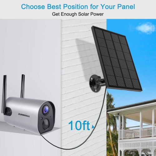  [아마존베스트]Solar PanelCompatible with Zumimall Outdoor Wireless CameraGX1S/Q1PRO,Waterproof Solar Panel with 10ft Charging Cable, Continuous Power Supply for Security Camera (No Camera)