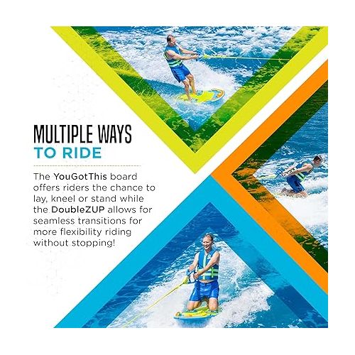  ZUP YouGotThis 2.0 Board and Handle Combo, Kneeboard, Wakeboard, Wakeskate, and Wakesurf Board for Kids, Teens, Young Adults| Molded Plastic with EVA Foam Padding