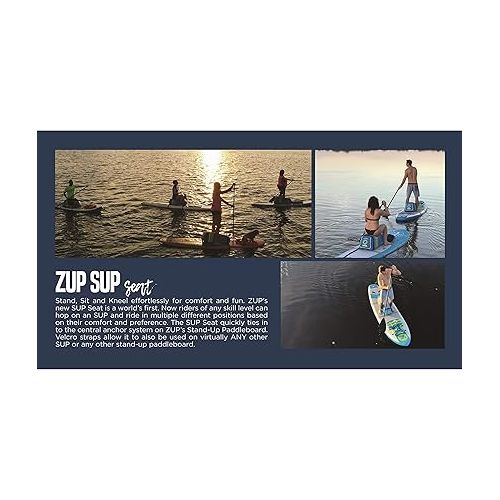  ZUP Boomer iSup, PaddleMore SUP Board and Seat Combo for All Ages, Paddleboard for Lake or River, Blue and White