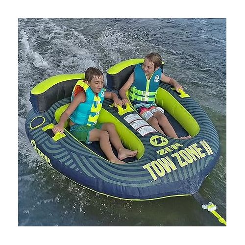  ZUP Tow Zone Towable Cockpit Tube for Boating with Quick-Connect Tow Hook, Blue/Yellow, 2-3 Rider