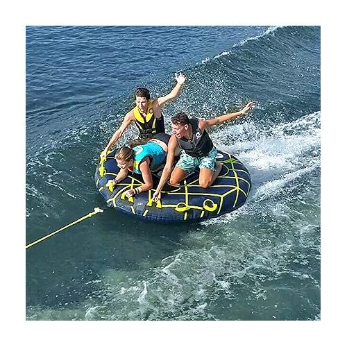 ZUP Xtra 2 & 3 Person Towable Heavy Duty Deck 6-Handle Tube for Boating with Quick-Connect Tow Hook | Full Nylon Cover, Neoprene Body Pads
