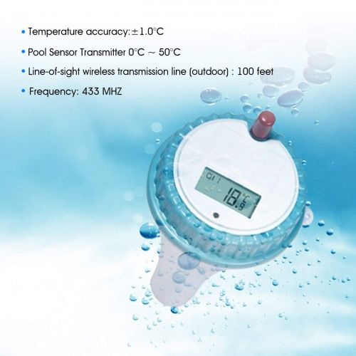  ZUZU Solar Powered Digital Pool and Spa Thermometer Wireless Thermometer Pool Pool Solar Thermometer Swimming Pool Water Temperature Monitor