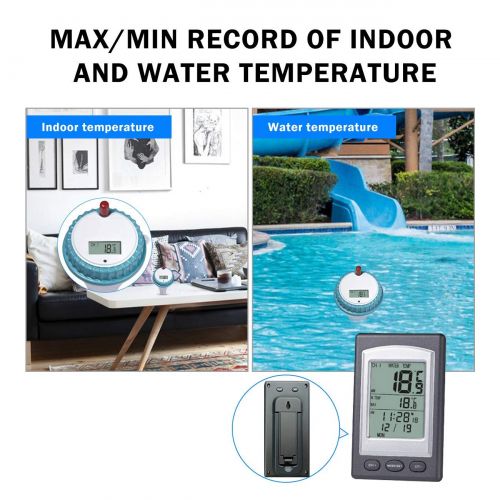  ZUZU Solar Powered Digital Pool and Spa Thermometer Wireless Thermometer Pool Pool Solar Thermometer Swimming Pool Water Temperature Monitor