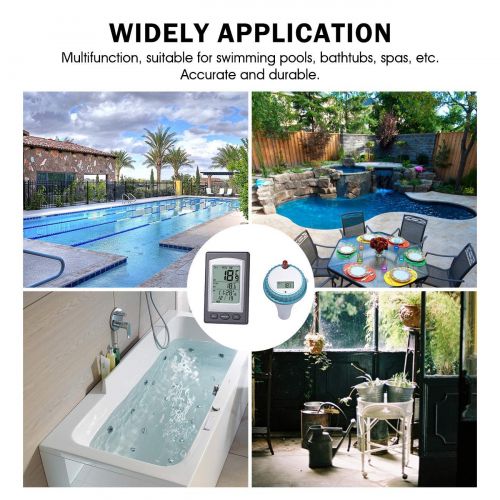  ZUZU Solar Powered Digital Pool and Spa Thermometer Wireless Thermometer Pool Pool Solar Thermometer Swimming Pool Water Temperature Monitor