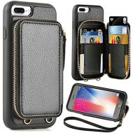 [아마존베스트]iPhone 8 Plus 7 Plus Wallet case,5.5 inch,ZVE Apple iPhone 7 Plus 8 Plus Case with Credit Card Holder Slot Zipper Wallet Pocket Purse,Protective Case Cover for Apple iPhone 8 Plus/