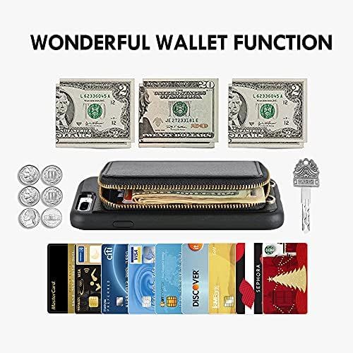  [아마존베스트]iPhone 8 Plus 7 Plus Wallet case,5.5 inch,ZVE Apple iPhone 7 Plus 8 Plus Case with Credit Card Holder Slot Zipper Wallet Pocket Purse,Protective Case Cover for Apple iPhone 8 Plus/