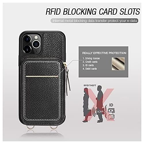  [아마존베스트]iPhone 11 Pro Max Wallet Case,ZVE iPhone 11 Pro Max Case,Zipper Wallet Case with Credit Card Holder Slot Wrist Strap Handbag Purse Protective Case for Apple iPhone 11 Pro Max 6.5 i